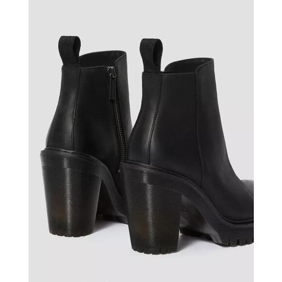 DR. MARTENS Magdalena Leather Heeled Ankle Boot Black Women's 8 - Picture 12 of 13